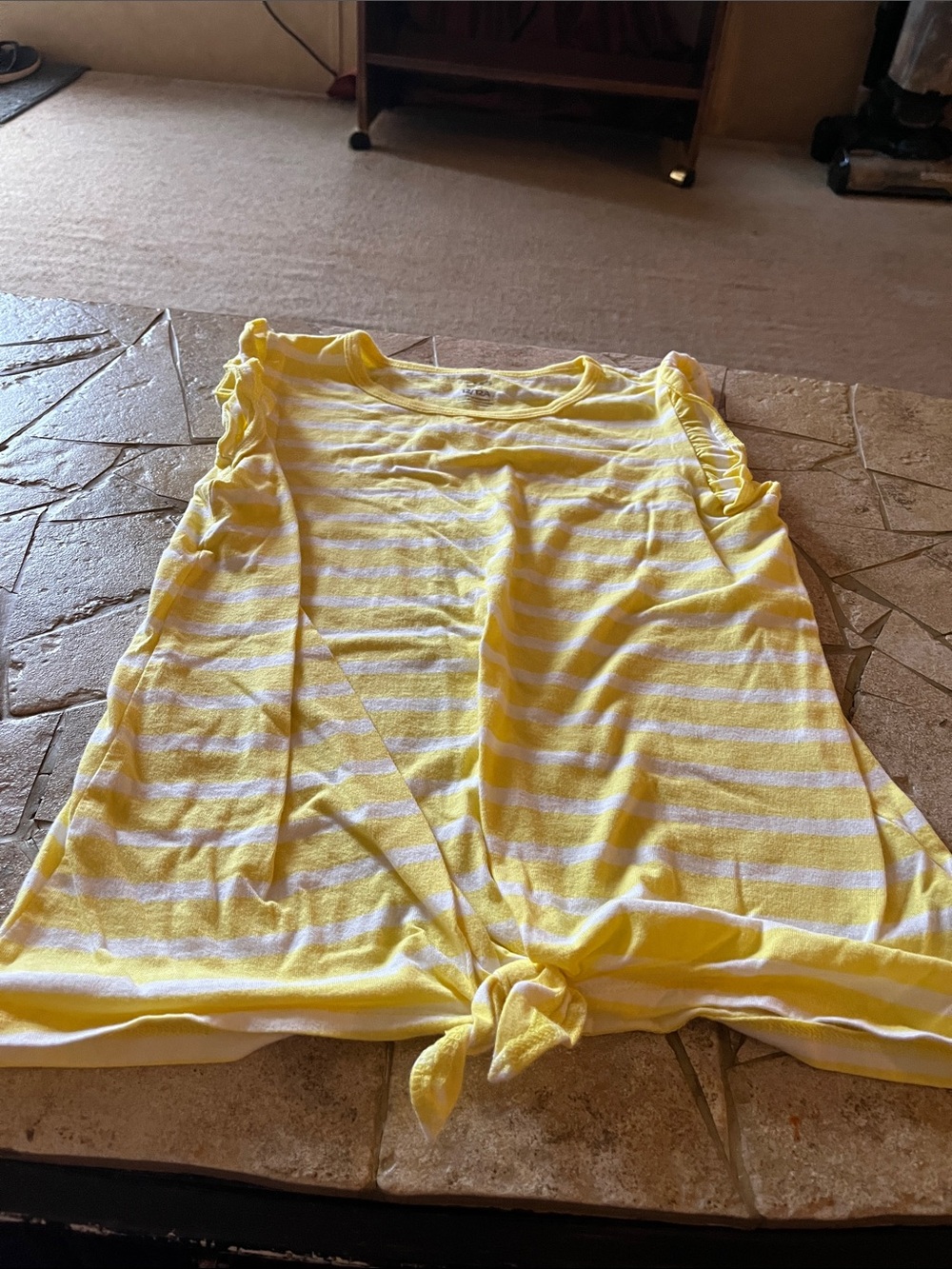 Carter's Yellow and White Striped Tank with Front Knot